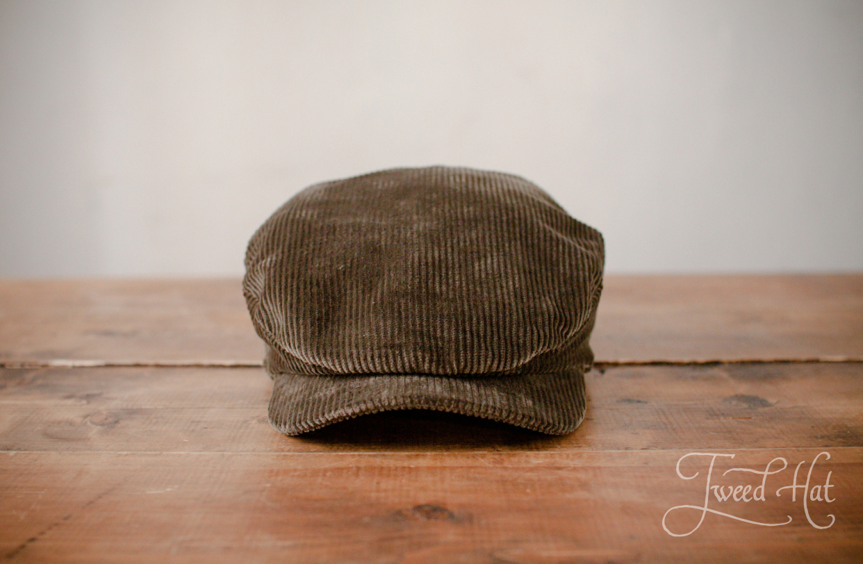 green corduroy hat