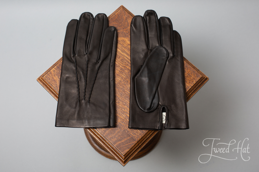 Black Sheepskin Leather Gloves Unlined for Men by Bohemia Gloves