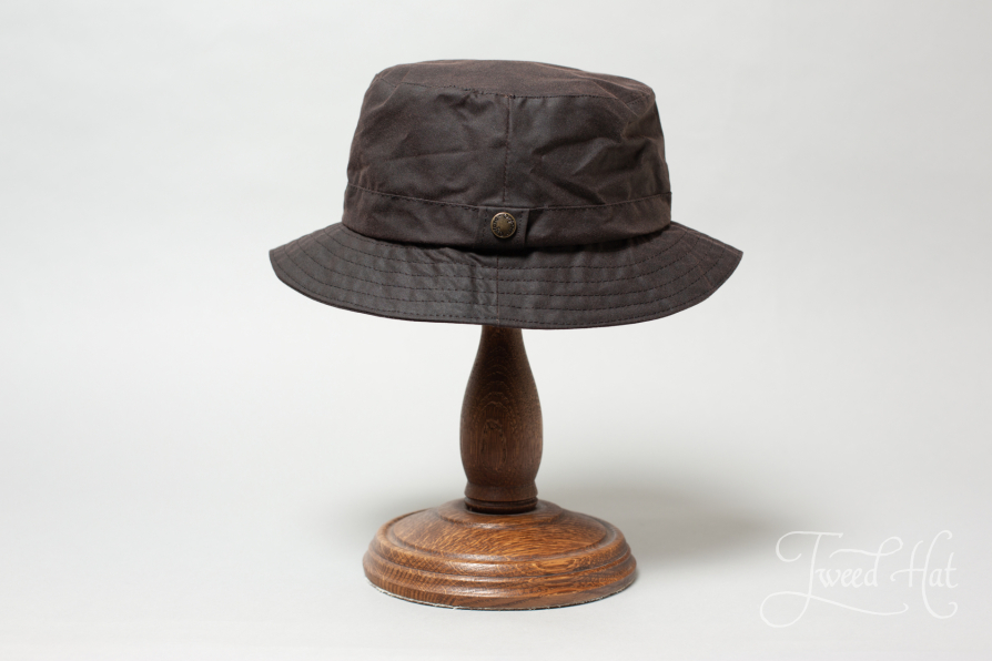 Brown Waxed Cotton Bucket Hat by Oxford Blue