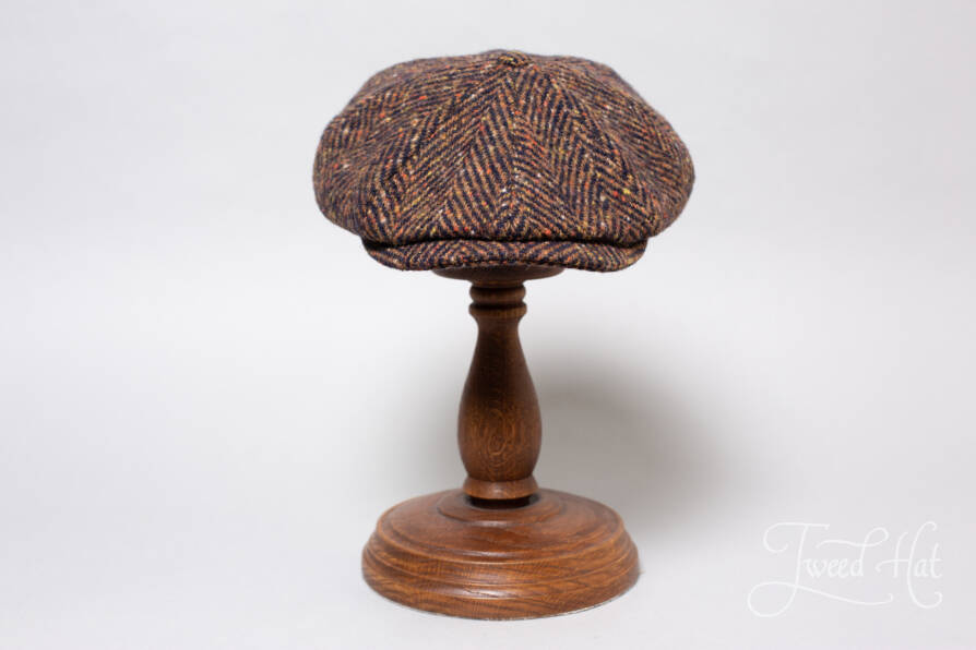 Ржаво-коричневая твидовая кепка восьмиклинка в елочку Stetson