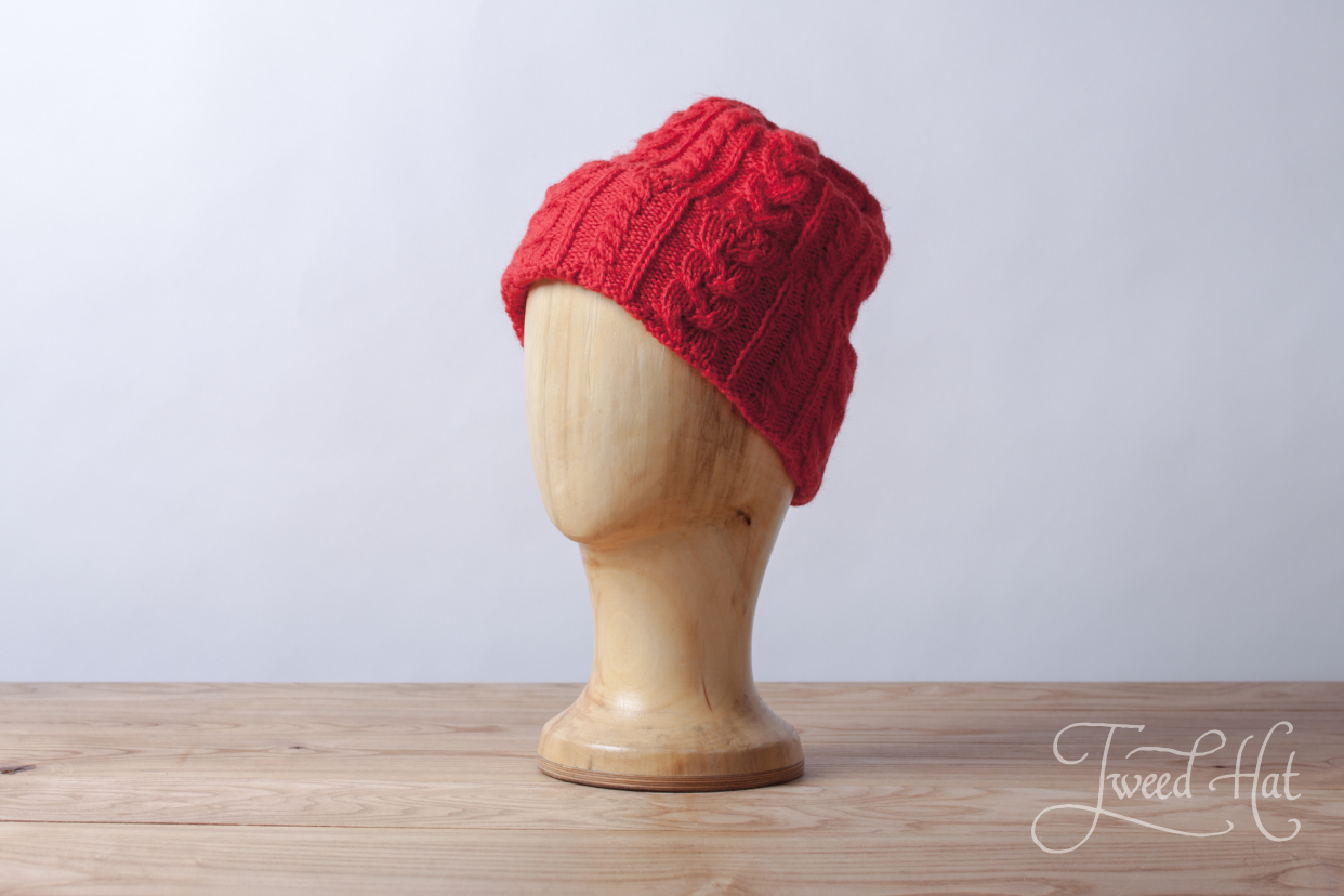 Red Aran Knitted Cap by Kerry Woolen Mills