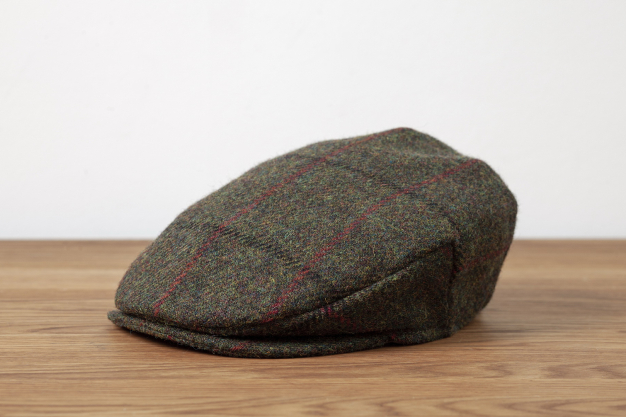 harris tweed flat cap green