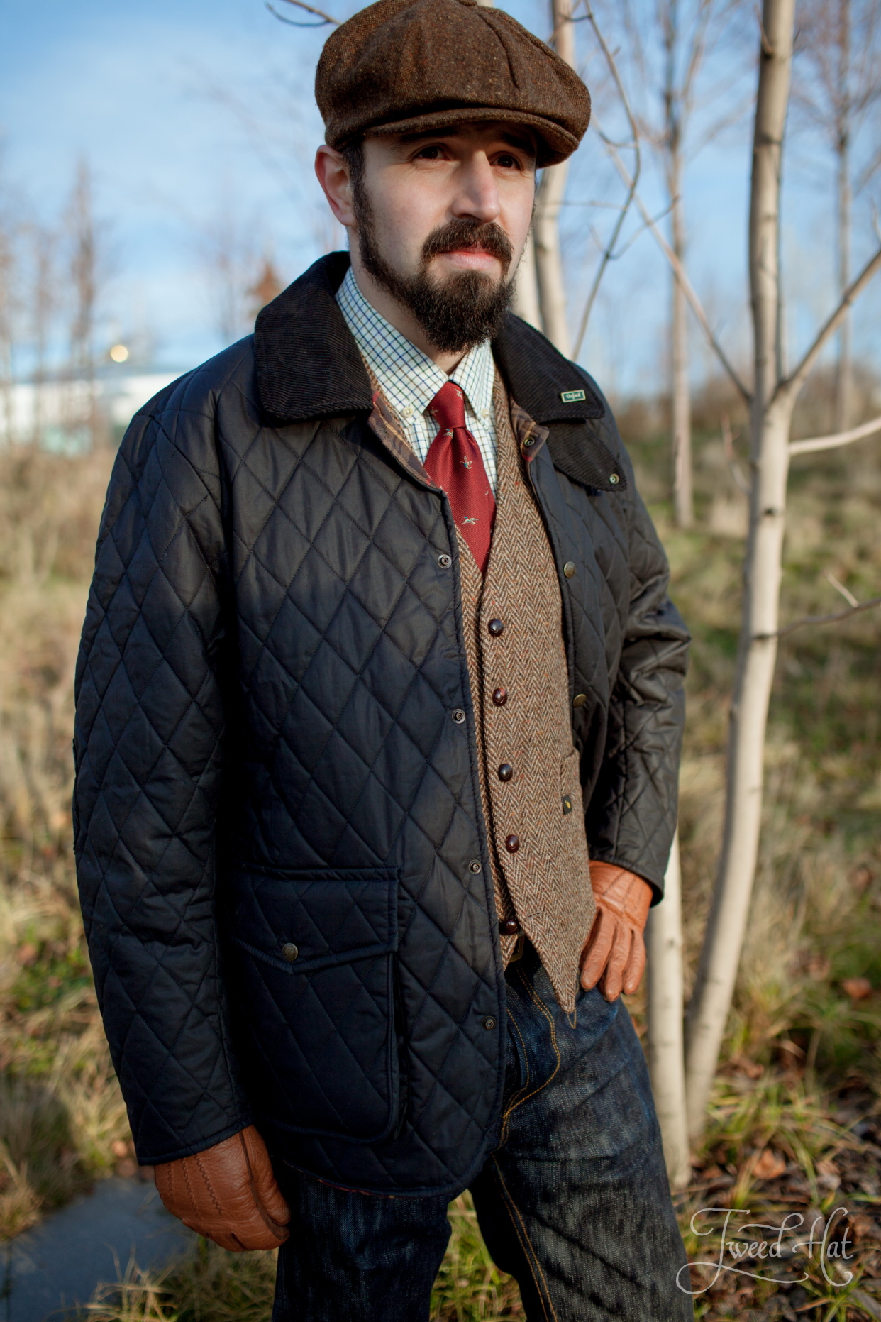 mens quilted waxed cotton jacket