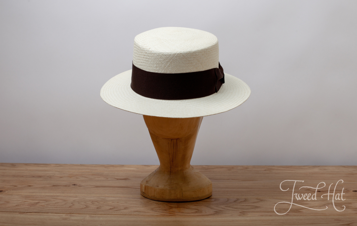 flat boater straw hat