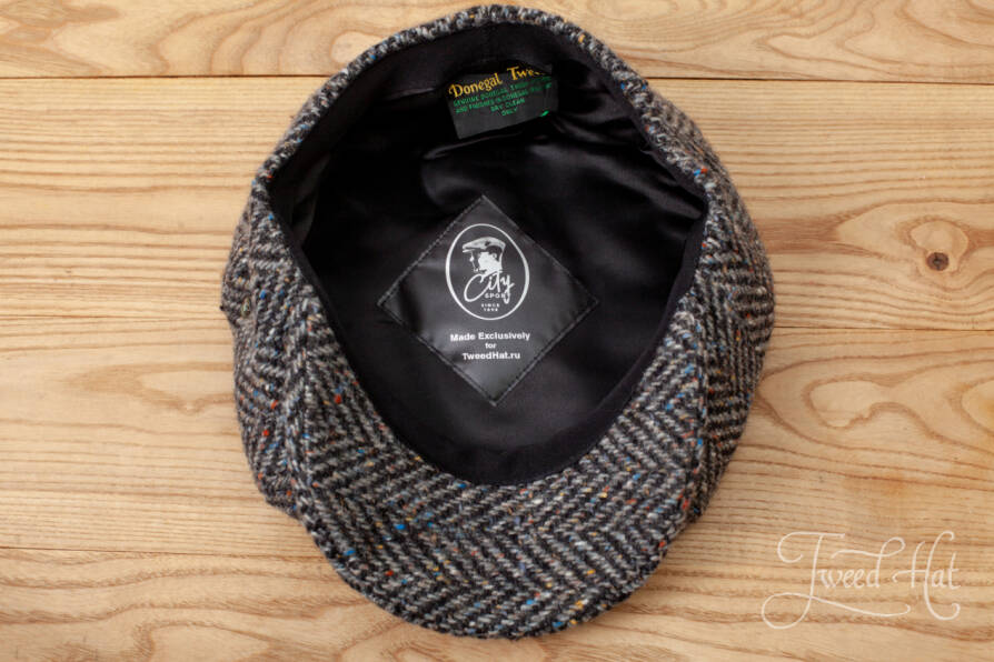 Grey Herringbone Donegal Tweed 8-piece Cap 1920 by City Sport