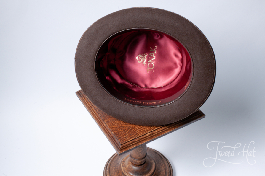 Brown Furfelt Bowler Hat with Silk Lining and Leather Sweatband by Tonak