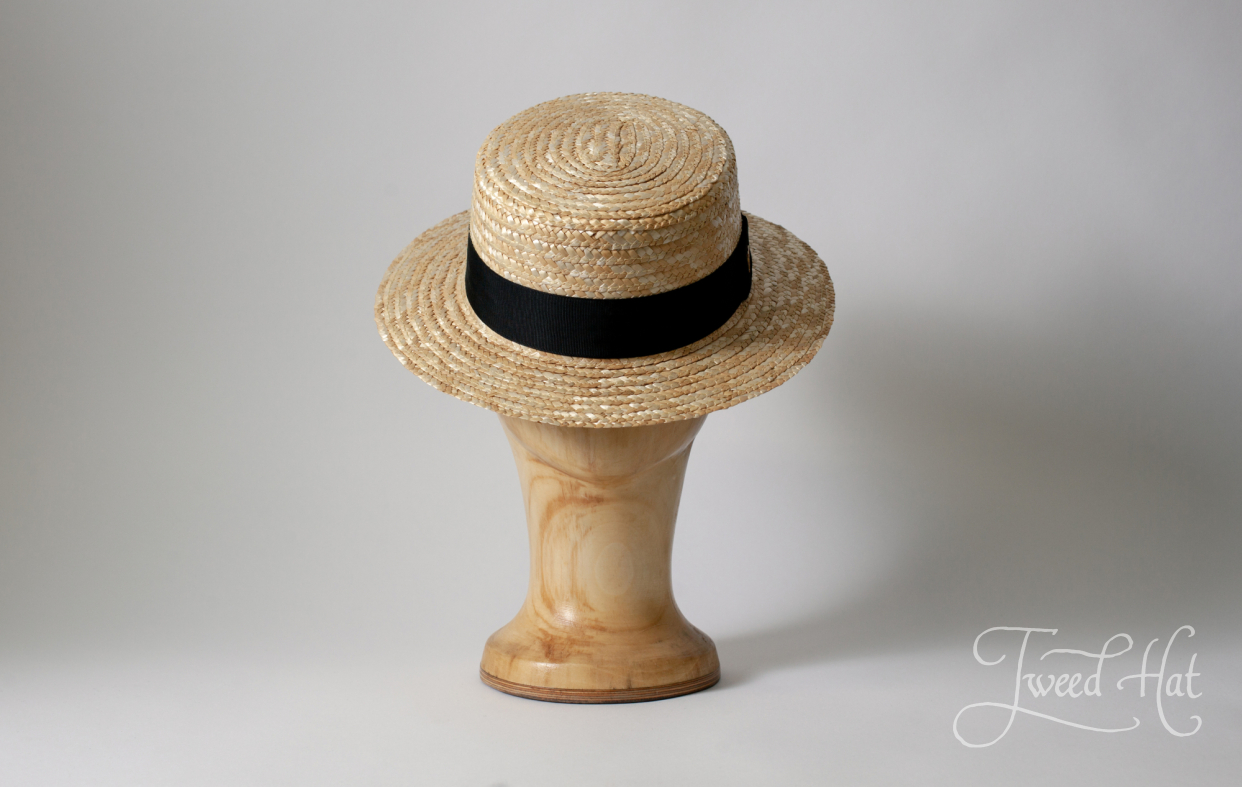 flat boater straw hat