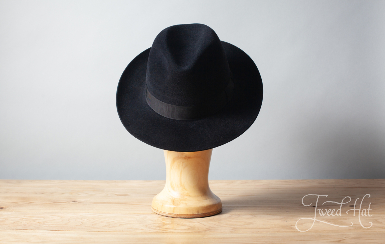 black suede fedora