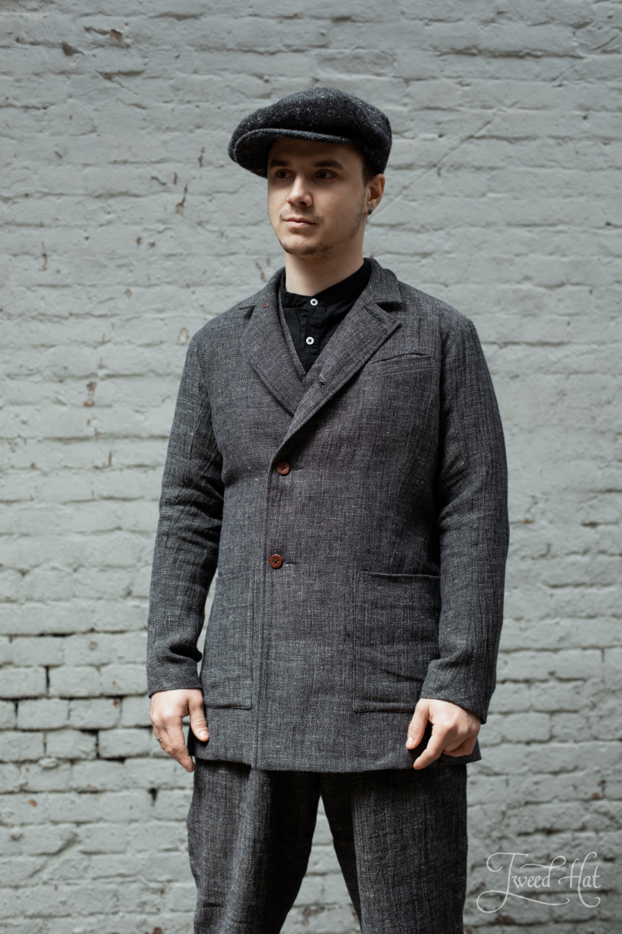 Dark Grey Double Breasted Linen and Cotton Coat by KOROB KOROB